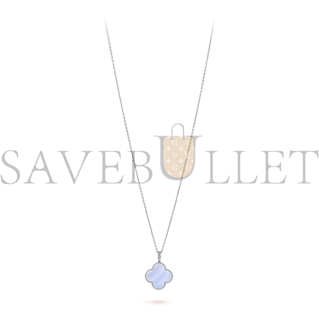 VAN CLEEF ARPELS MAGIC ALHAMBRA LONG NECKLACE, 1 MOTIF - WHITE GOLD, CHALCEDONY VCARP6L900 VAN CLEEF ARPELS MAGIC ALHAMBRA LONG NECKLACE, 1 MOTIF - WHITE GOLD, CHALCEDONY VCARP6L900